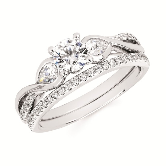 1.0cttw Classic Woven Wedding Set in 14 Karat White Gold