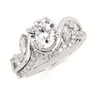 1-5/8cttw Nature Inspired Bypass Wedding Set in 14 Karat White Gold
