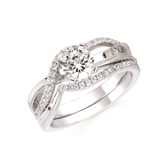 1.0cttw Classic Woven Wedding Set in 14 Karat White Gold