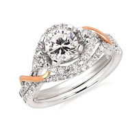 1-1/2 cttw Love Bypass Wedding Set in 14 Karat White and Rose Gold