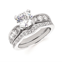 2-3/4 cttw Vintage Inspired Accented Wedding Set in 14 Karat White Gold