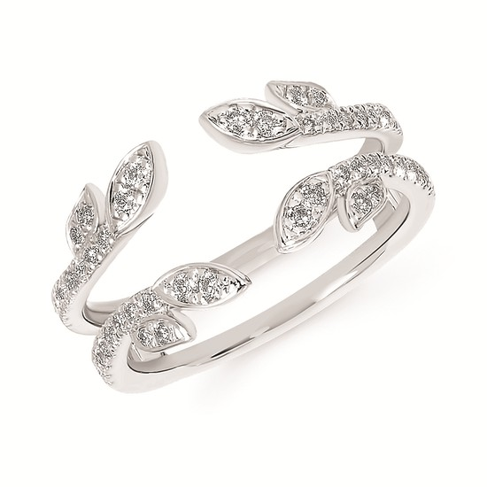 1/3cttw Nature Inspired Guard Wedding Band in 14 Karat White Gold