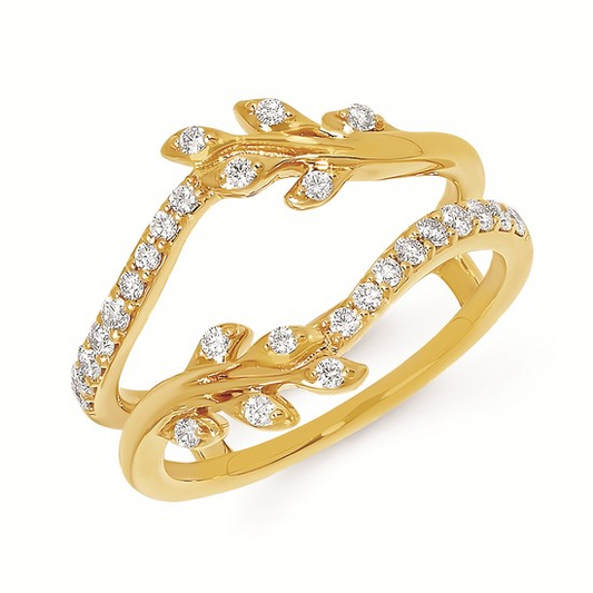 1/3cttw Nature Inspired Guard Wedding Band in 14 Karat Yellow Gold