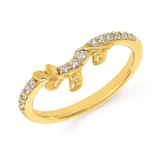 1/6cttw Nature Inspired Wrap Wedding Band in 14 Karat Yellow Gold