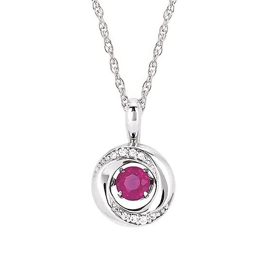 Shimmering Diamonds Ruby Drop Pendant