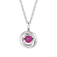 Shimmering Diamonds Ruby Drop Pendant