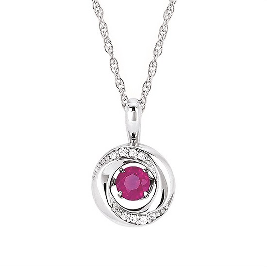 Shimmering Diamonds Ruby Drop Pendant