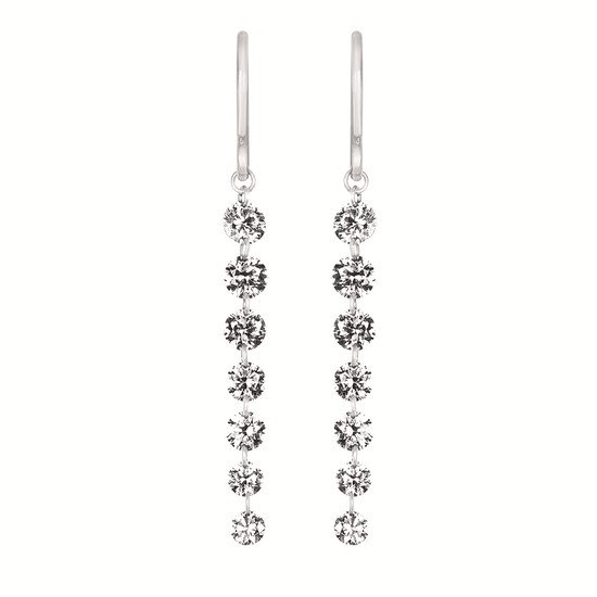 1.0cttw Modern French Hoops Lab Diamond Earrings in 14 Karat White Gold
