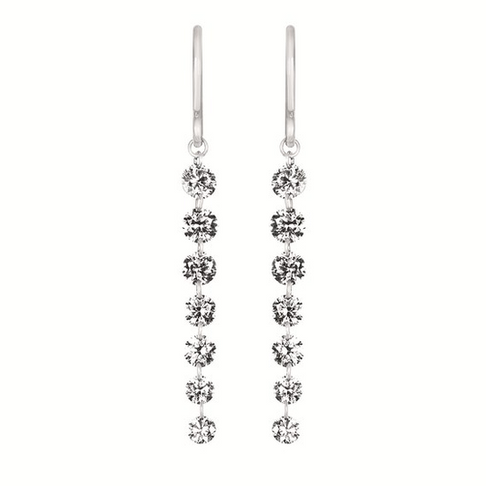 1.0cttw Modern French Hoops Lab Diamond Earrings in 14 Karat White Gold