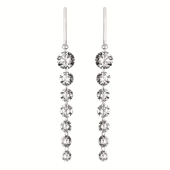 5cttw Modern French Hoops Lab Diamond Earrings in 14 Karat White Gold