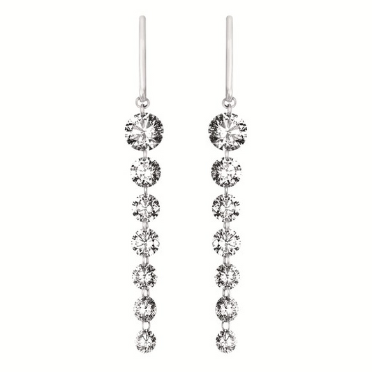 2.0 cttw Modern French Hoops Lab Diamond Earrings in 14 Karat White Gold