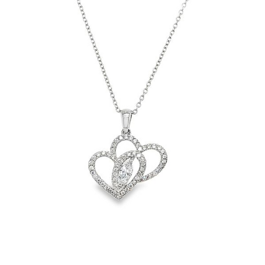 1/2cttw Love Dangle LAB Diamond Pendant/Necklace in 14 Karat White Gold