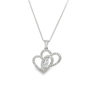 1/2cttw Love Dangle LAB Diamond Pendant/Necklace in 14 Karat White Gold