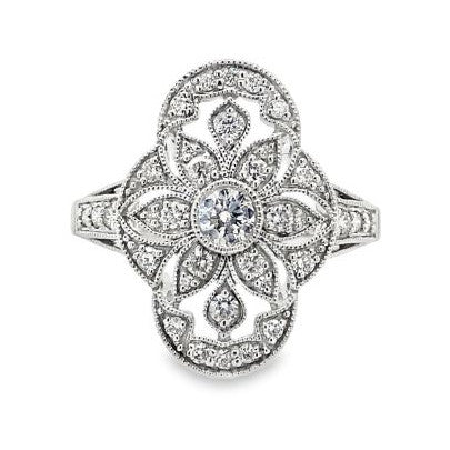 1/2cttw Vintage Inspired Vintage Inspired Fashion Ring in 14 Karat White Gold