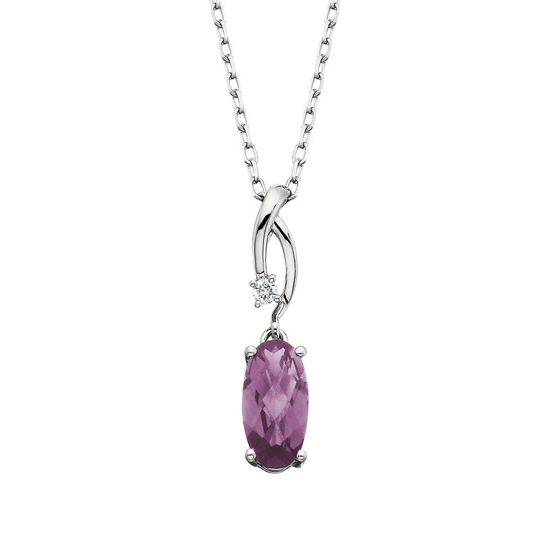 Amethyst Modern Pendant in 10 Karat White Gold