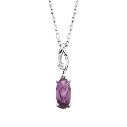 Amethyst Modern Pendant in 10 Karat White Gold