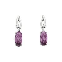 Amethysts Earrings in 10 Karat White Gold