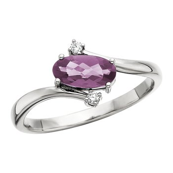Amethyst Modern Bypass Ring in 10 Karat White Gold