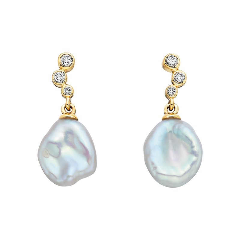 Pearls and Diamonds Free Form Earrings