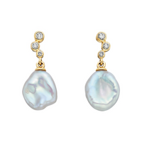 Pearls and Diamonds Free Form Earrings