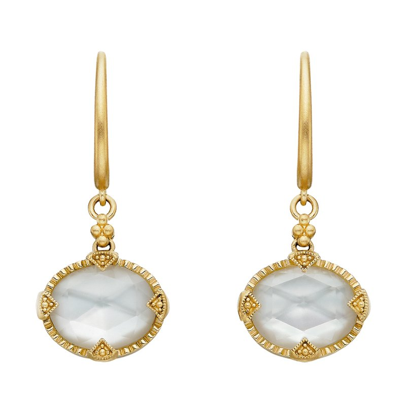 Mother Of Pearls Vintage Inspired Vintage Inspired Earrings in 14 Karat Yellow Gold