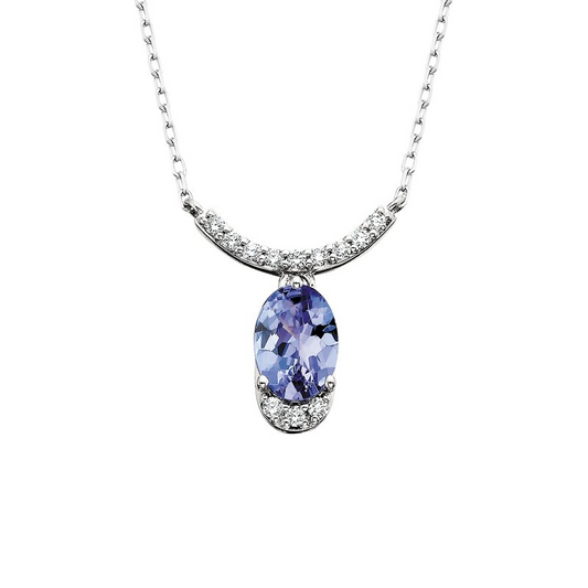Tanzanite Statement Fashion Necklace in 14 Karat White Gold