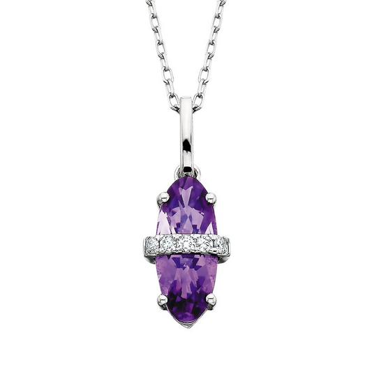 Amethyst Modern Pendant in 14 Karat White Gold