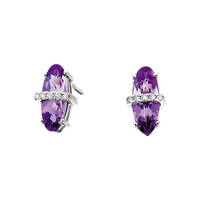 Amethysts Modern Stud Earrings in 14 Karat White Gold