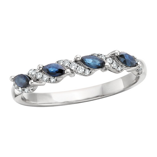 Sapphires Modern Woven Ring in 10 Karat White Gold