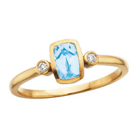 Aquamarine Modern Geometric Ring in 10 Karat Yellow Gold
