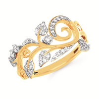 1/4cttw Nature Inspired Floral Fashion Ring in 14 Karat Yellow Gold