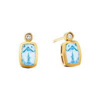 Aquamarines Modern Stud Earrings in 10 Karat Yellow Gold
