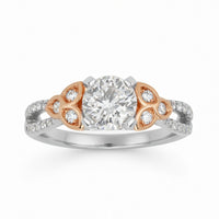 1-1/4cttw Modern Woven Wedding Set in 14 Karat White and Rose Gold