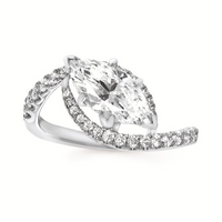 1-7/8cttw Modern Freeform Wedding Set in 14 Karat White Gold