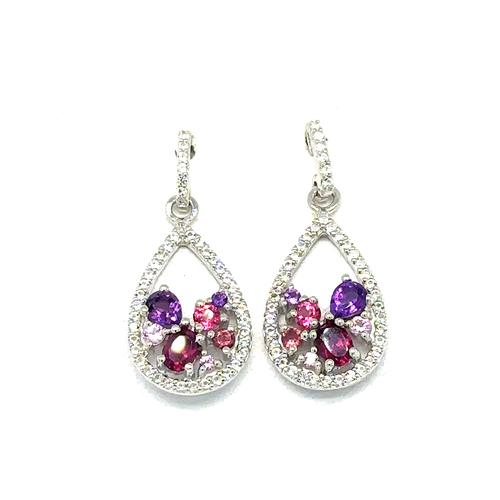 Various Shapes Amethysts Dangle Earrings