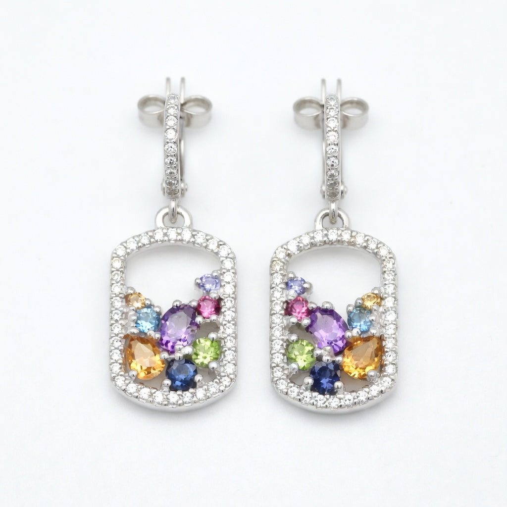 Various Shapes Semi-Preciouss Dangle Earrings