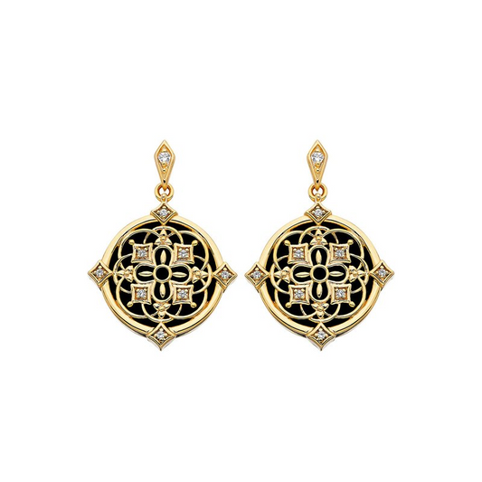 Round Onyxes Drop Earrings