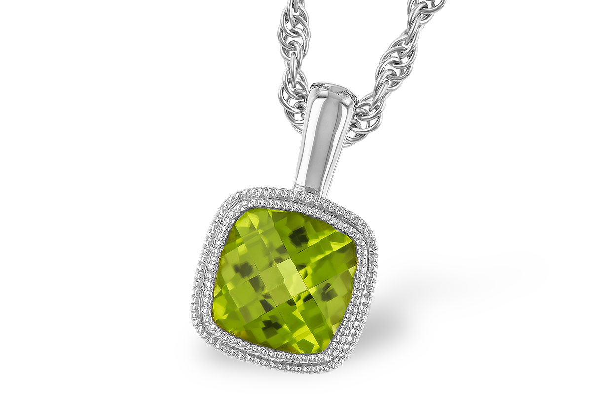 Peridot Modern Pendant in 14 Karat White Gold