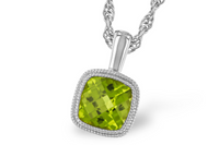 Peridot Modern Pendant in 14 Karat White Gold