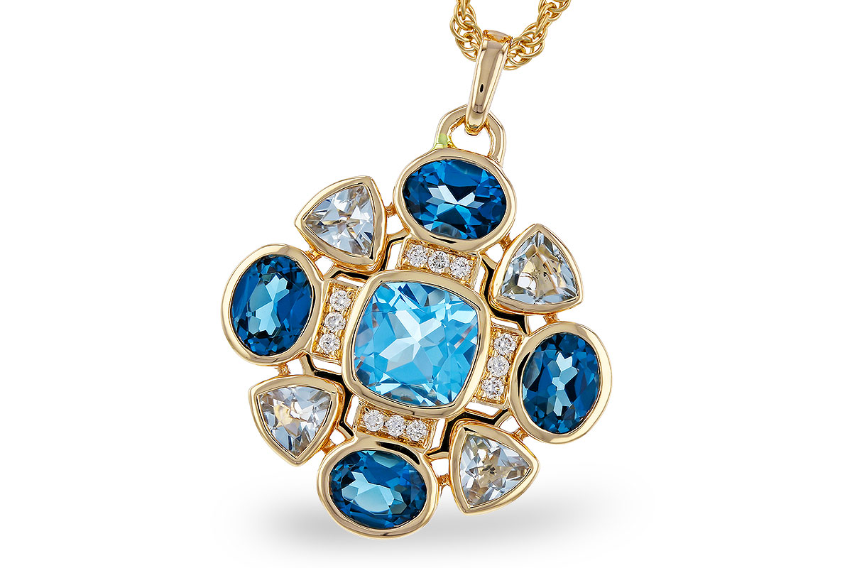 Topazes Modern Pendant in 14 Karat Yellow Gold