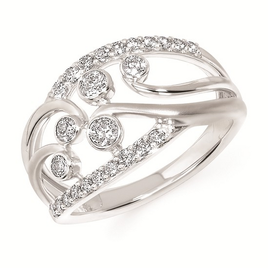 1/2cttw Romance Bypass Fashion Ring in 14 Karat White Gold