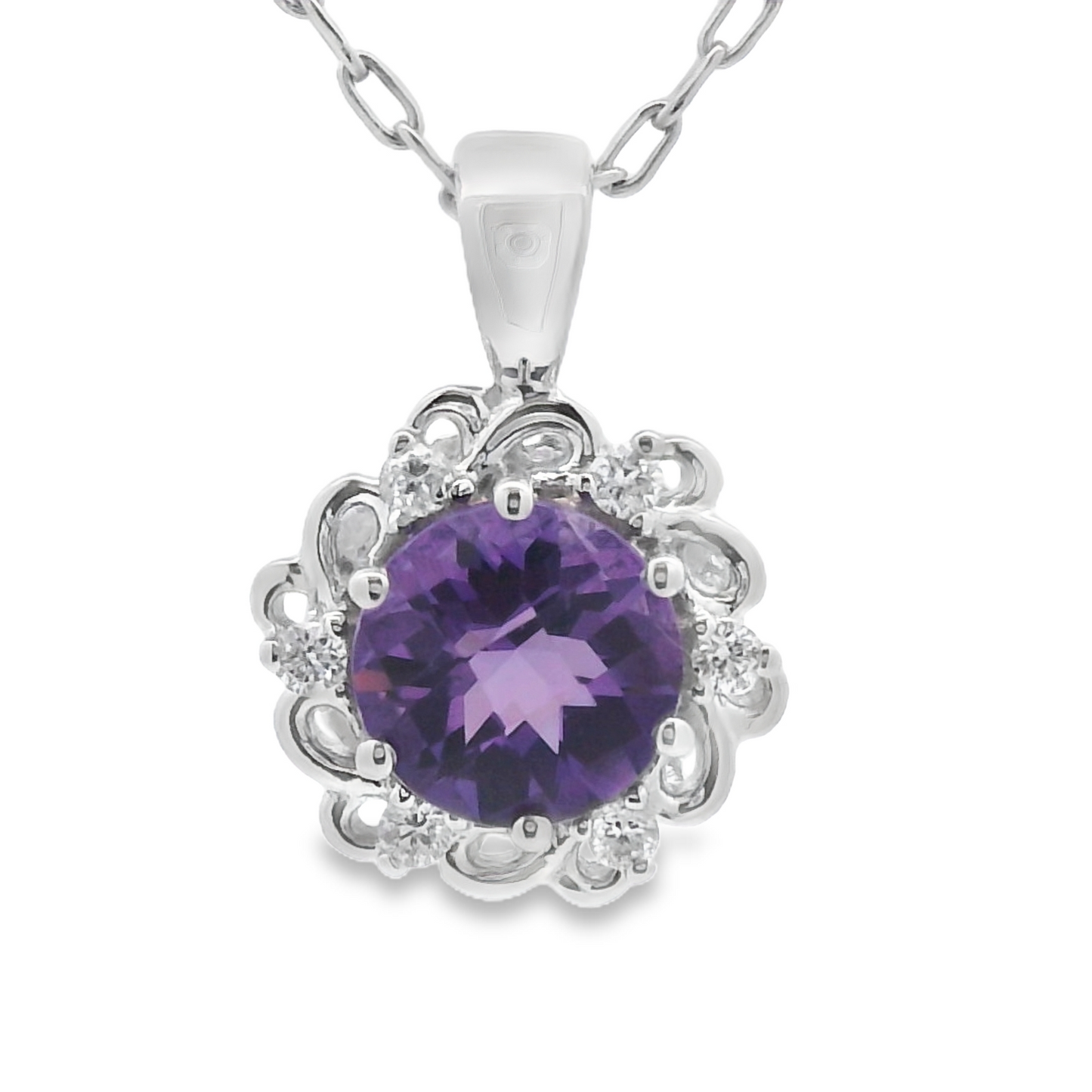 Round Amethyst Drop Pendant