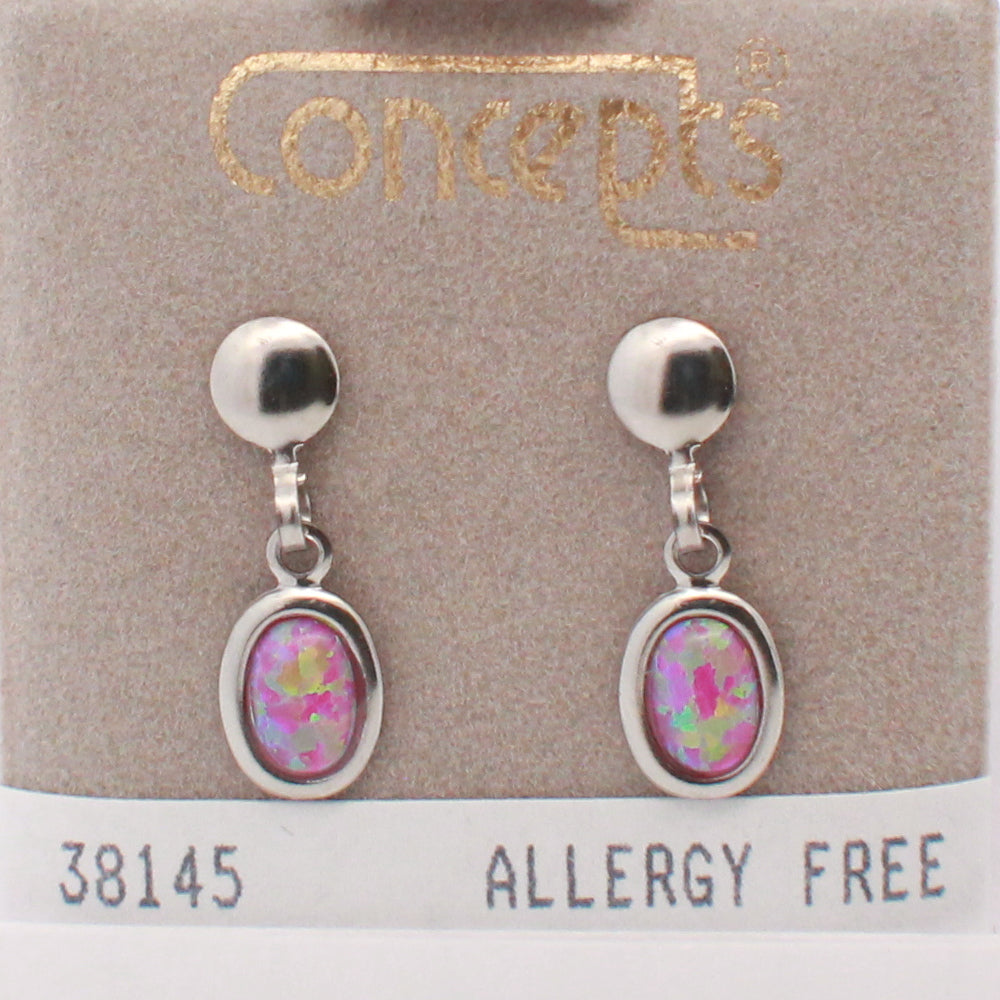Surgical Stainless Steel Simulated Opal Dangle