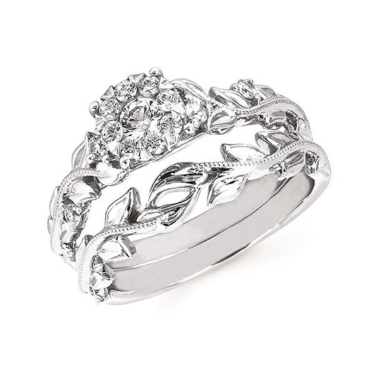 3/8 Cttw. Floral Wedding Set