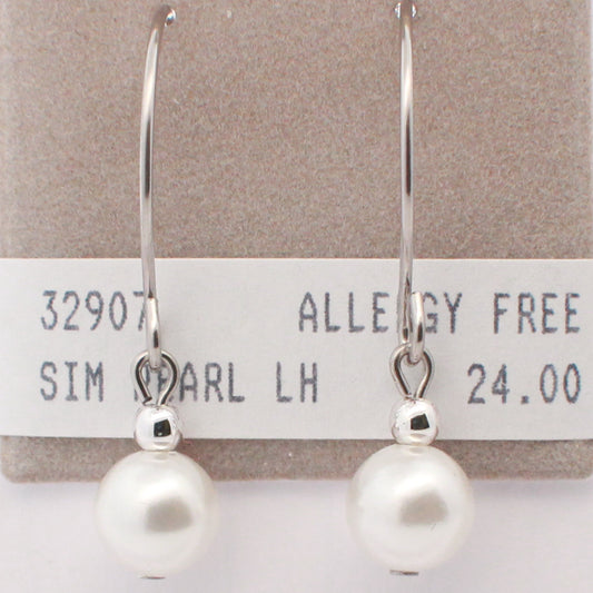 Surgical Stainless Steel Simulated Pearl Dangle