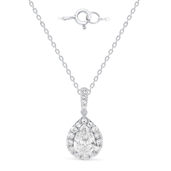 1CTW Dangle Halo LAB Diamond Pendant/Necklace