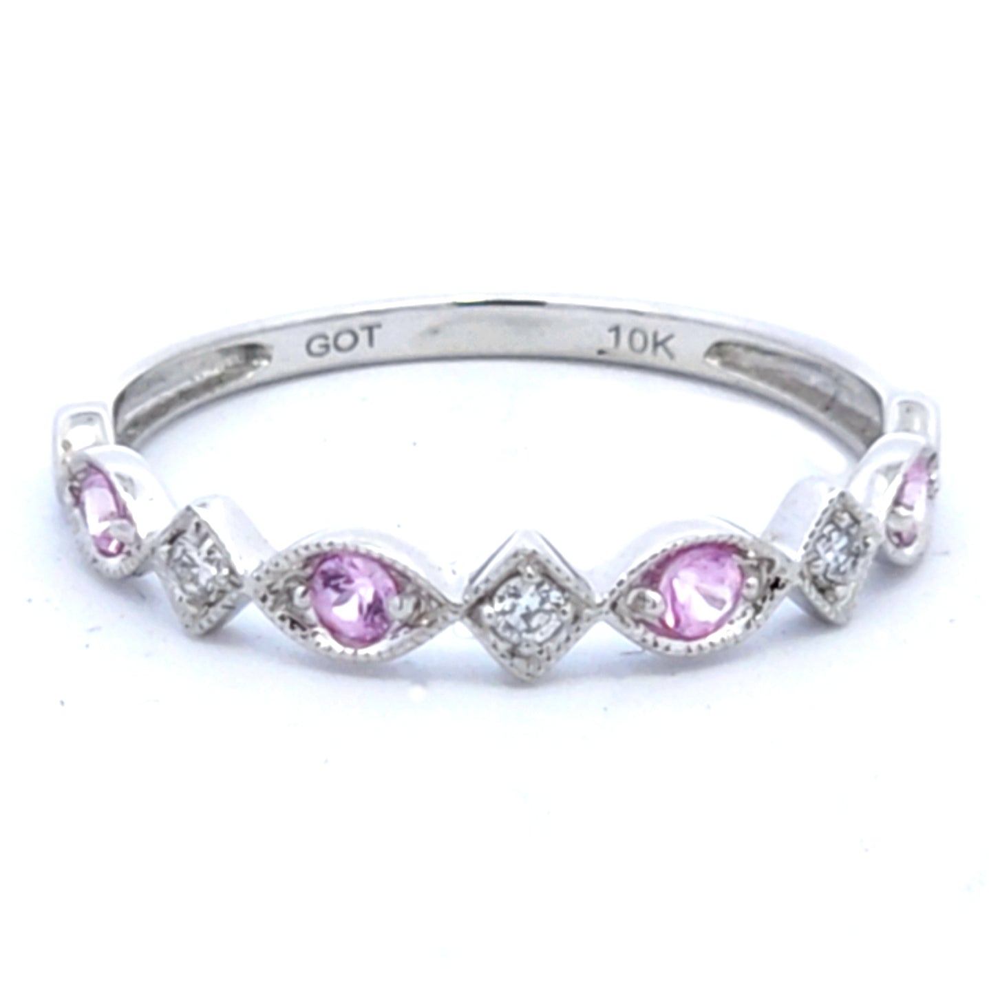 Round Sapphire (Pink) Stackable Ring