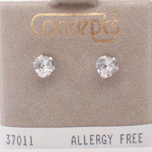 Surgical Stainless Steel White Heart Cubic Zirconium Stud