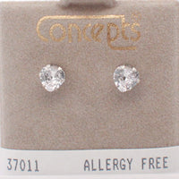 Surgical Stainless Steel White Heart Cubic Zirconium Stud