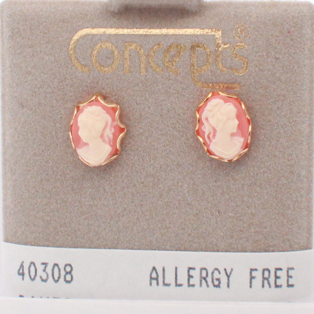 24K Gold Plated Surgical Stainless Steel Cameo Stud